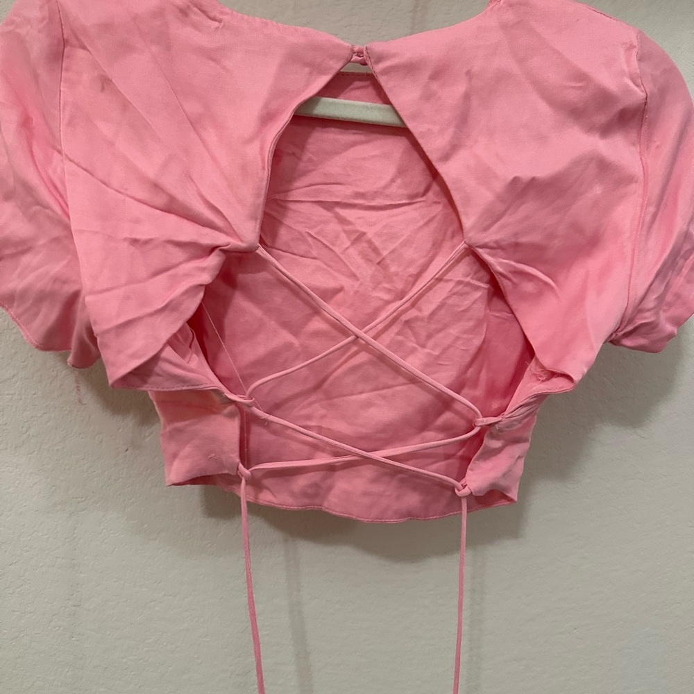 Cross Back Pink Crop